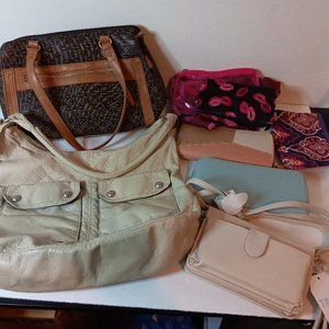 Lot of Purses and Wallets. Walmart Brand. One NWT and Rest Good Used Condition.